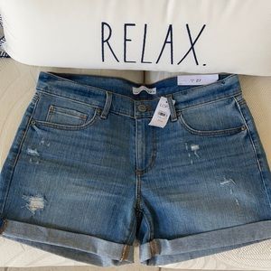 Light blue denim shorts